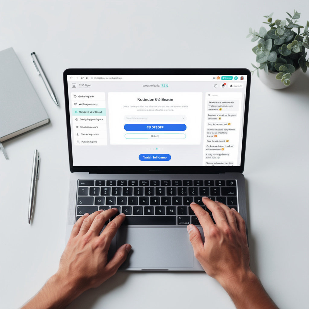 WebZum AI website builder live demo showing real-time progress updates and step-by-step visibility of AI building a professional website